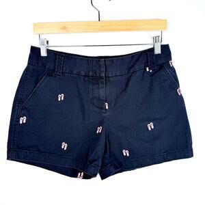 J. Crew Chino City Fit Navy Flip Flop Embroidered Shorts 8